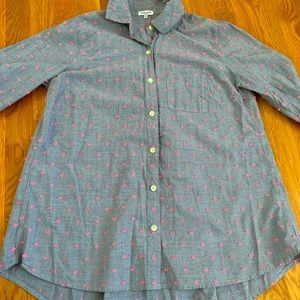 Maternity Splendid denim shirt with pink accent, size small